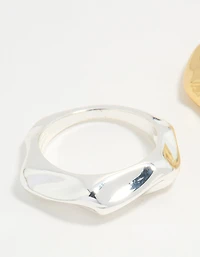 Mixed Metal Textured Rings 2-Pack