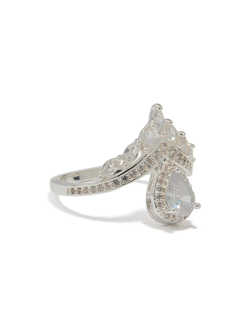 Silver Plated Princess Cut Cubic Zirconia Ring