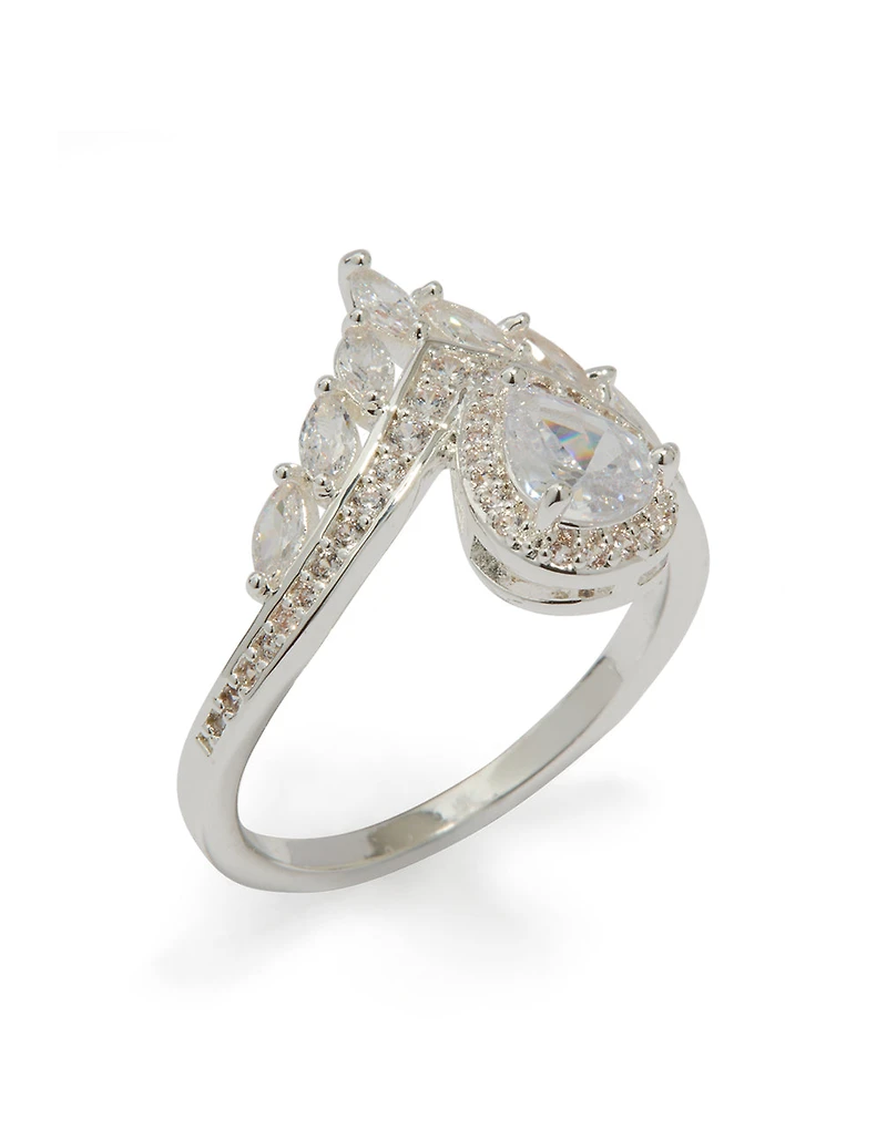 Silver Plated Princess Cut Cubic Zirconia Ring