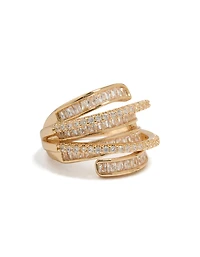 Gold Cubic Zirconia Molten Wrap Around Ring