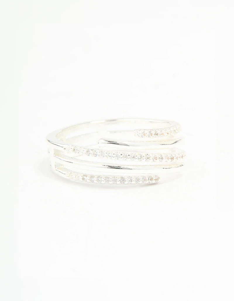 Silver Plated Cubic Zirconia Dainty Wrap Ring