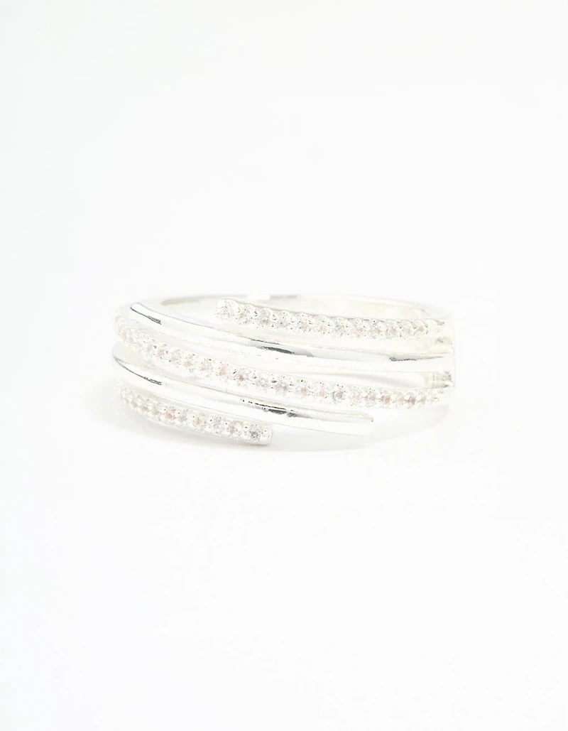 Silver Plated Cubic Zirconia Dainty Wrap Ring