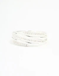 Silver Plated Cubic Zirconia Dainty Wrap Ring