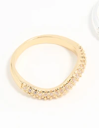 Mixed Metal Cubic Zirconia Rings 2-Pack