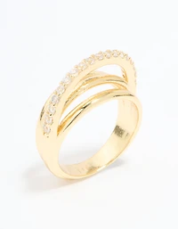 Gold Plated Cubic Zirconia Triple Layer Ring