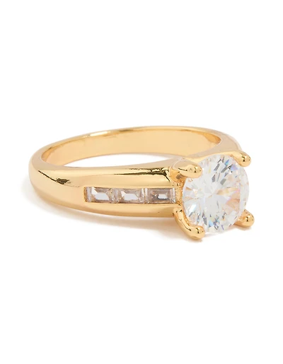 Gold Plated Cubic Zirconia Round Band Ring