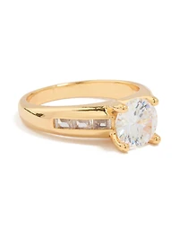 Gold Plated Cubic Zirconia Round Band Ring
