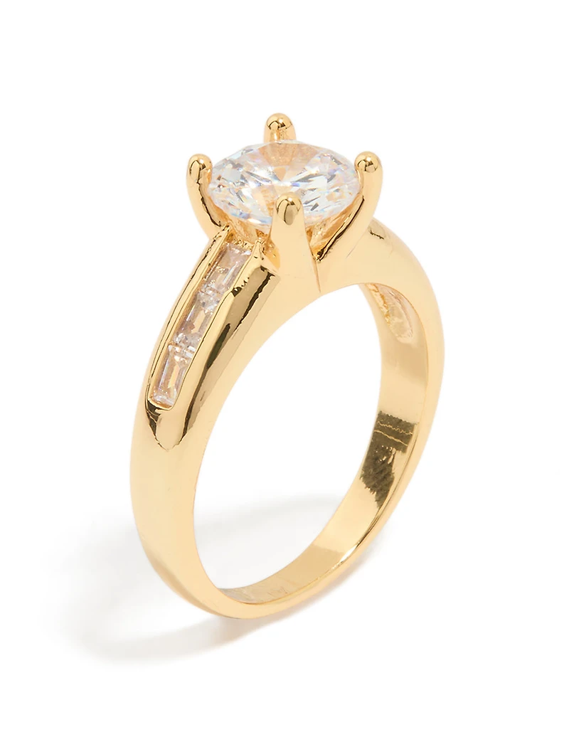 Gold Plated Cubic Zirconia Round Band Ring