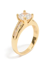 Gold Plated Cubic Zirconia Round Band Ring