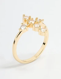 Gold Plated Cubic Zirconia Cross Ring