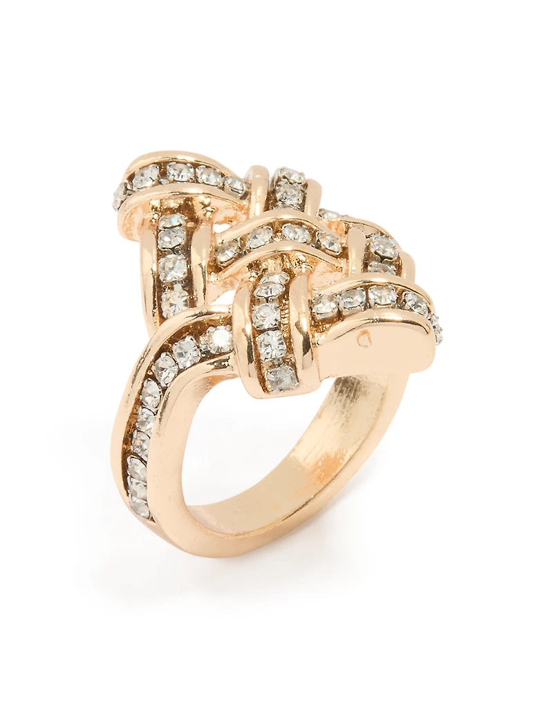 Anneau de déclaration en nœud diamant d’or