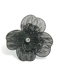 Bague de déclaration fleur noire
