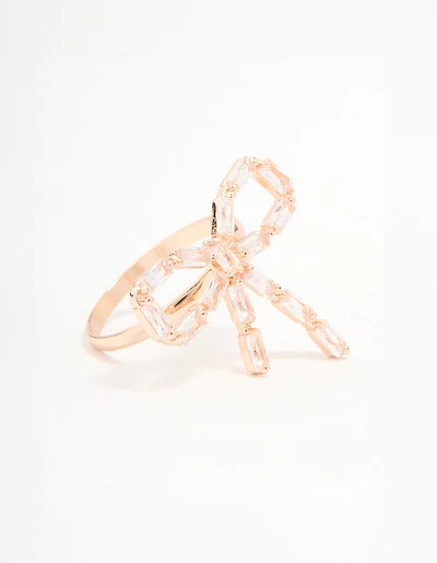 Rose Gold Diamante Bow Ring