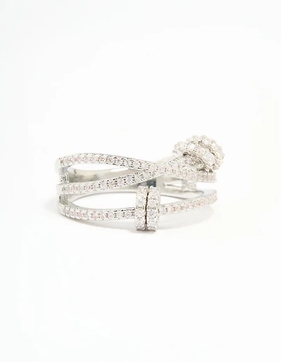 Silver Cubic Zirconia Rondell Stacked Ring