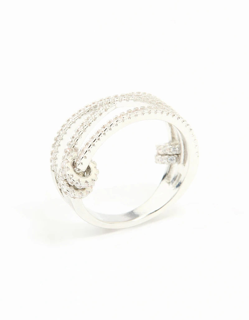 Silver Cubic Zirconia Rondell Stacked Ring