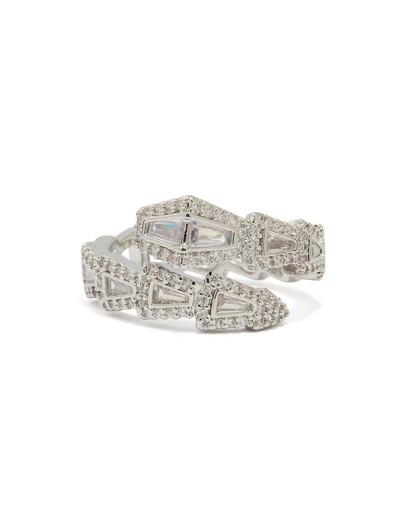 Silver Cubic Zirconia Point Wrap Ring