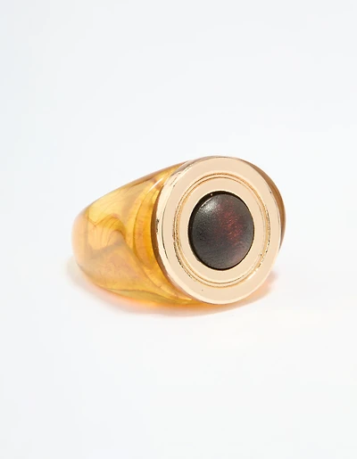 Gold Brown Stone Statement Ring