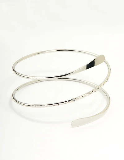 Silver Hammered Arm Cuff