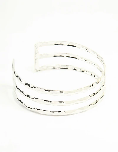 Silver Hammered Layered Arm Cuff