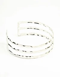 Silver Hammered Layered Arm Cuff
