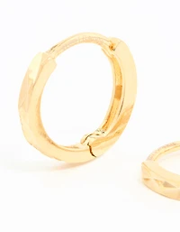 Gold Plated Sterling Silver Diamond Style Cut Huggie Earrings