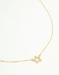 Gold Plated Sterling Silver Cubic Zirconia Pavé Star Necklace