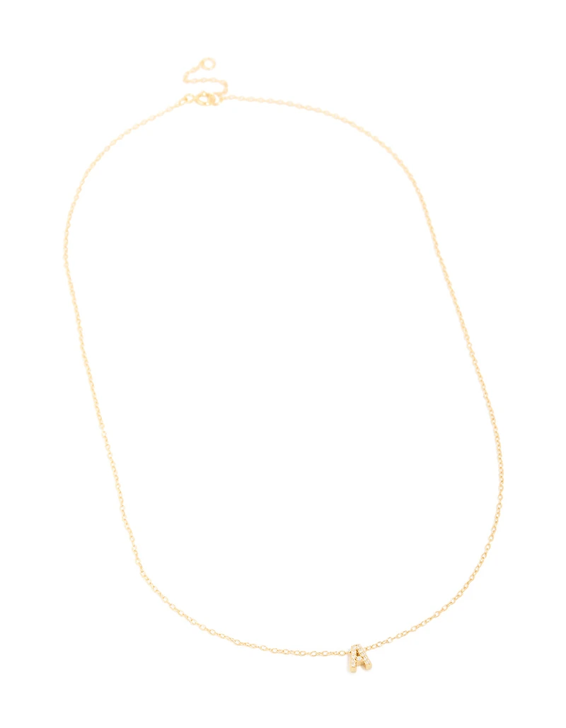 Gold Plated Sterling Silver Cubic Zirconia Pavé Letter A Necklace