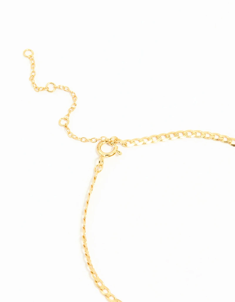 Gold Plated Sterling Silver Curb Chain Mini Bracelet