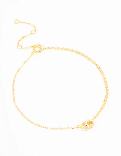 Gold Plated Sterling Silver Tiny Linked Hoops Bracelet