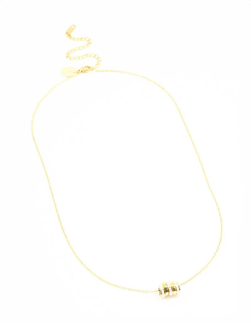 Waterproof Gold Plated Stainless Steel Cubic Zirconia Rondell Necklace