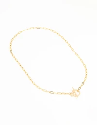 Waterproof Gold Plated Stainless Steel Cubic Zirconia T & O Necklace