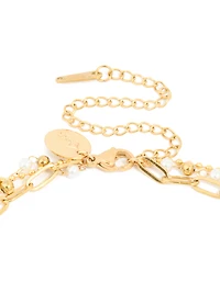 Waterproof Gold Plated Stainless Steel Multi Beaded Layered Necklace