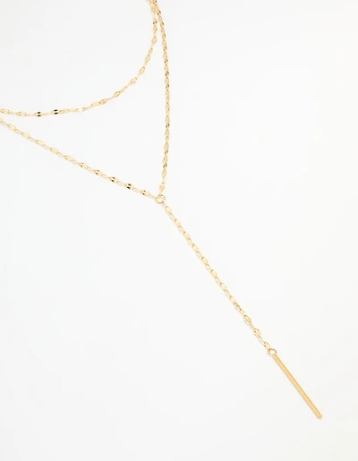 Waterproof Gold Plated Stainless Steel Layered Chain Y-Necklace