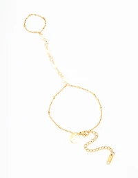 Waterproof Gold Plated Stainless Steel Pearl Hand Chain