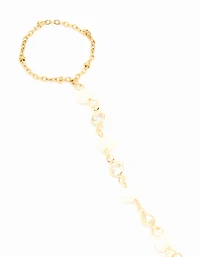 Waterproof Gold Plated Stainless Steel Pearl Hand Chain