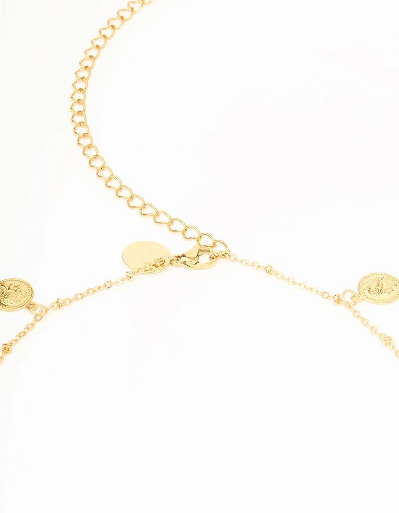 Waterproof Gold Plated Stainless Steel Diamante & Disc Waist Chain