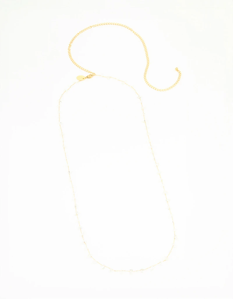 Waterproof Gold Plated Stainless Steel Clear Semiprecious Stone Waist Chain