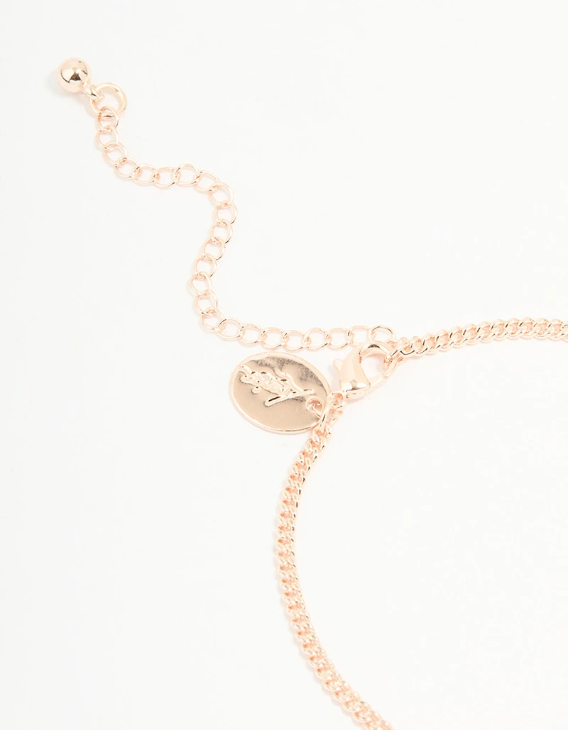 Rose Gold Plated Cubic Zirconia Butterfly Chain Bracelet