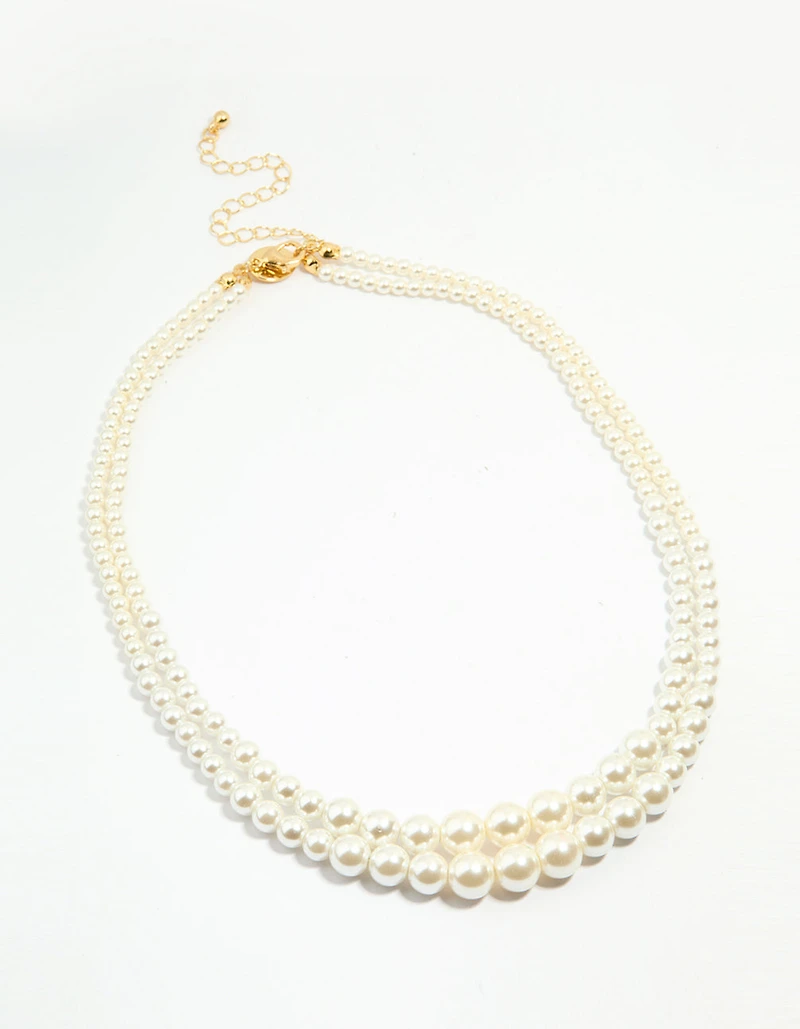 Collier ras du cou à plusieurs rangs de perles plaqué or