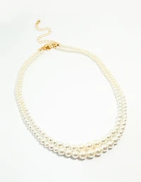 Collier ras du cou à plusieurs rangs de perles plaqué or