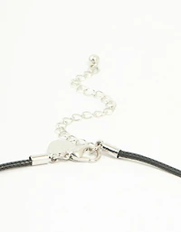 Red Bubble Heart Pendant Black Cord Necklace