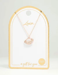 Rose Gold Genuine Shell Planet Pendant Necklace