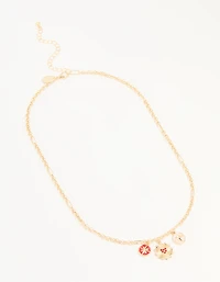 Gold Heart & Star Charm Pendant Necklace