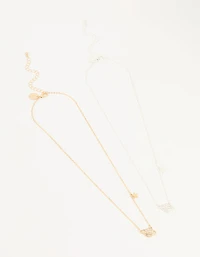 Mixed Metal Star & Planet Necklaces 2-Pack