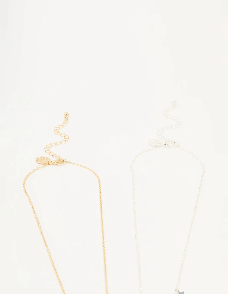 Mixed Metal Star & Planet Necklaces 2-Pack