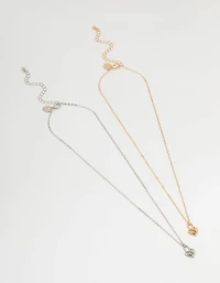 Mixed Metal Heart Locket Necklaces 2-Pack