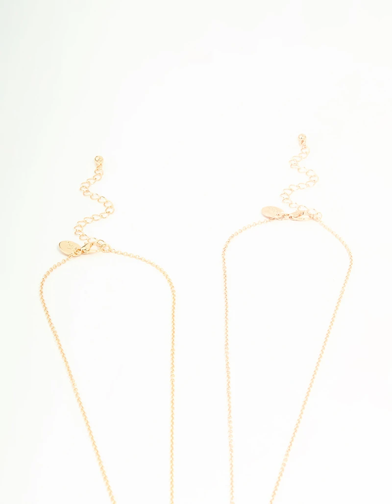 Gold Pink Diamante & Bow Necklaces 2-Pack