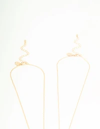 Gold Pink Diamante & Bow Necklaces 2-Pack