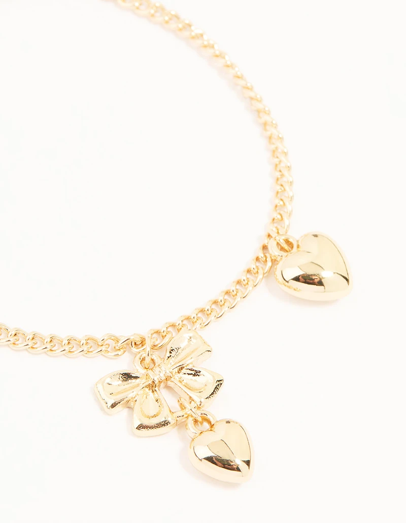 Mixed Metals Bow & Heart Bracelets 2-Pack