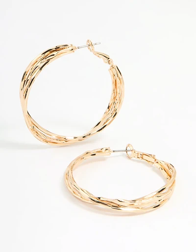 Gold Wrapped Hoop Earrings